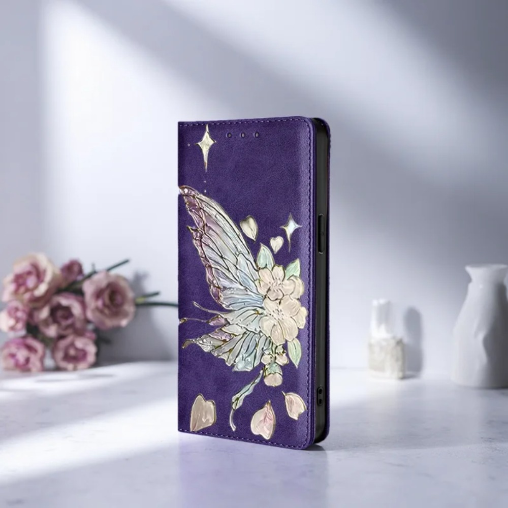 Phone Accessories Samsung - Funda de cuero con tapa magnética